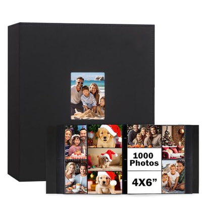 Extra Large Capacity 4x6 Photo Album, Holds 1000 Photos, Black - color: Black