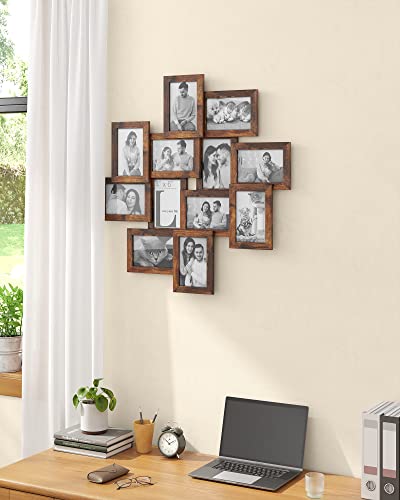 SONGMICS 12-Pack 4 x 6 Collage Picture Frames with Glass Front - color: Rustic Brown, size: 12 Pack