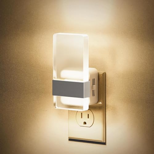 JandCase Night Lights Plug into Wall, Dusk to Dawn Sensor - color: Silver-3000K, size: 1 Pack