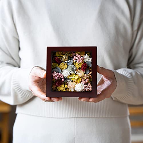 1DOT2 5x5 Shadow Box Frame Display Case, Cherry Red | Grade A Pine Wood, HD Glass Front, Soft Linen Back, 1.2 Inch Depth, MDF Backboard, For Pet Flower Photos Cherry Red - color: Cherry Red, size: 5x5
