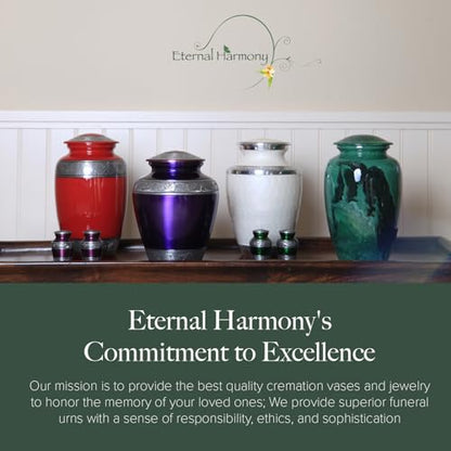 Eternal Harmony Large Urn for Ashes, Adult Male & Female Cremation Vase for Human Ashes, Secure Seal & Velvet Bag, Funeral Vase for Men & Women Up to 200 lbs, 7x11” (Large, Silver)