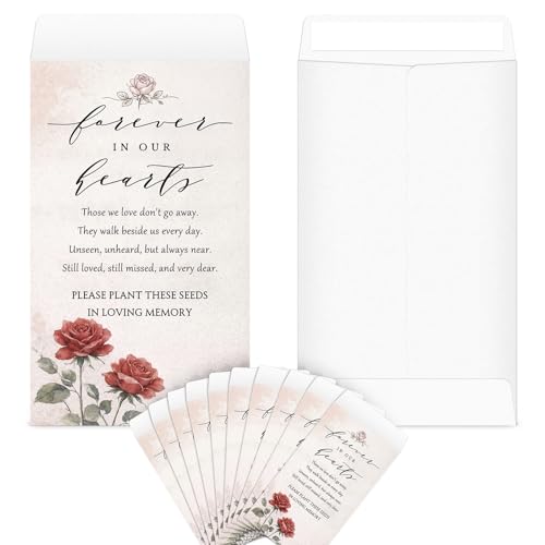 Fumete 120 Pack Memorial Seed Packets Funeral Favors, Red Rose | Empty Envelopes for Guests, 3.9x2.4 in Kraft, Celebration of Life, Veterans Day Memorial, Funeral Seed Favors - style: Red Rose