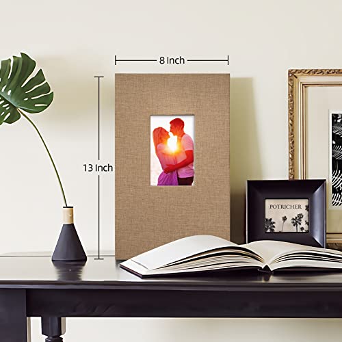 potricher Linen Photo Album for 4x6 Inch Photos, 300 Pockets, Khaki | Linen Cover, Small Capacity 4x6 Picture Albums with Horizontal Pockets, 4x6 Photo Book for Family, Wedding, Baby, Anniversary - color: Khaki