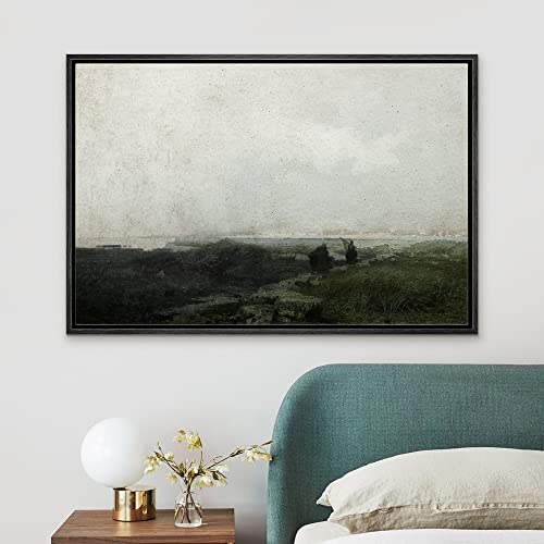 SIGNLEADER Framed Canvas Print Wall Art Brown Hill Over Foggy Terrain Scenic Wilderness Illustrations Modern Art Farmhouse/Country Landscape Cool for Living Room, Bedroom, Office - 16"x24" Black - color: L11-2105-m12, size: 24"L x 16"W