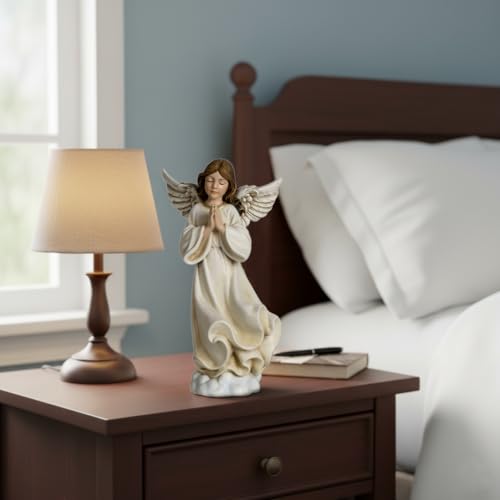 ShineOnAnegl 8.5 Inch Guardian Angel Figurine, Hand-Painted Resin Praying Angel Statue for Home Decor, Inspirational Godmother, Sister, Birthday and Wedding Gifts