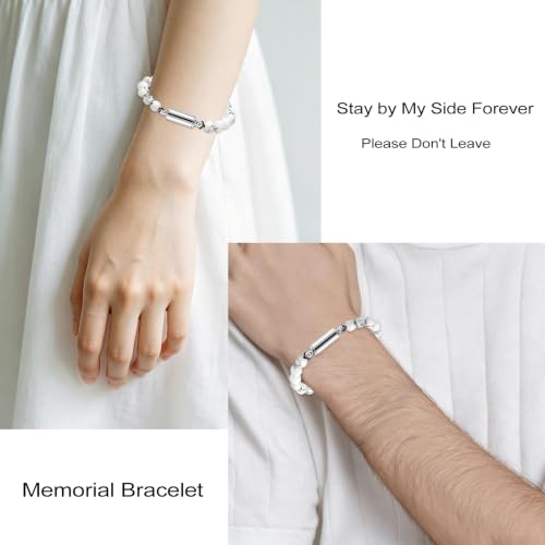Hearbeingt Cremation Jewelry Urn Bracelet for Ashes Braided Rope Beads - color: White-2