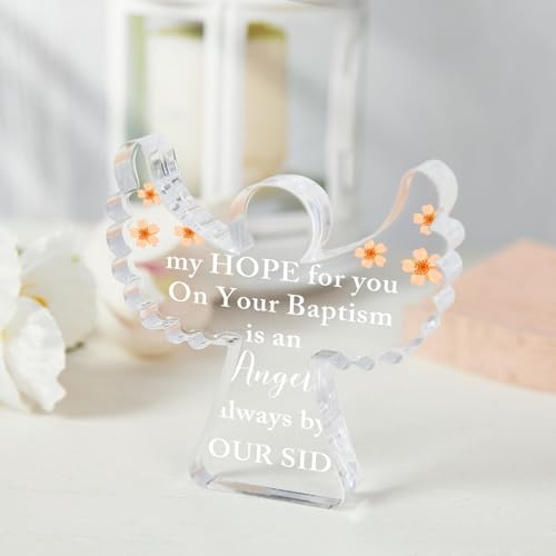 Baby Christening Gifts, Baptism Gifts, First Communion Easter Confirmation Gifts, Angel Acrylic Decor Sign, Baby Blessings Baptism Gifts for Home Living Room Desk Centerpiece Decor - style: 048