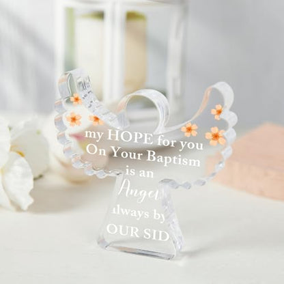 Baby Christening Gifts, Baptism Gifts, First Communion Easter Confirmation Gifts, Angel Acrylic Decor Sign, Baby Blessings Baptism Gifts for Home Living Room Desk Centerpiece Decor - style: 048