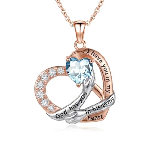 TUGHRA Memorial Heart Necklace, Birthstone Pendant for Loss of Loved One | For loss of mom wife child or loved one 18+2" adjustable birthstone gifts box anniversary or any grief day - color: December birthstone