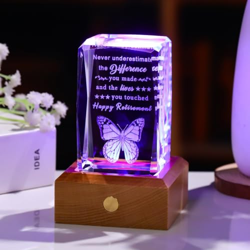 Ornalrist Retirement Gifts for Women Men with LED Wood Light Base - color: Retirement Gifts