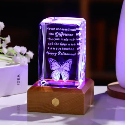 Ornalrist Retirement Gifts for Women Men with LED Wood Light Base - color: Retirement Gifts