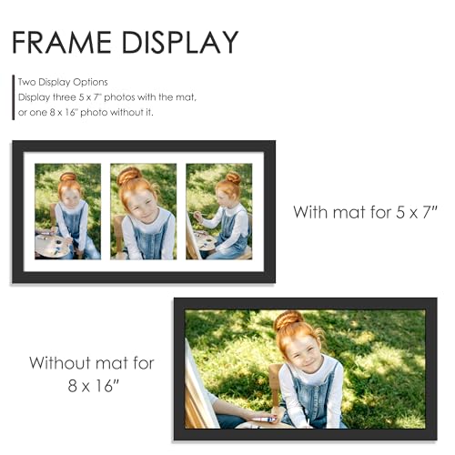 DUENPY 4 Pack 8x16 Collage Frame For 3 5x7 Photos Black - color: Black, size: 8x16（5x7 opening）-4 Pack