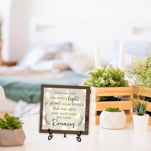 Sympathy Desk Decor Sign, Celebration Of Life Decorations, Desk Decor Signs For Home Bedroom, There Are Some Who Bring A Light Sign, Wooden Decoration With Stand -D02 - style: Brown WoodSign3