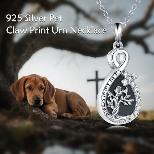TIGER RIDER Pet Paw Necklace 925 Sterling Silver Cross Infinite love Necklace Pendant Pet Jewelry Gift for Dog Cat Lovers - style: Tree of life