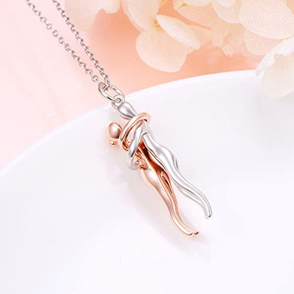 FLYOW S925 Sterling Silver Best Friend Couple Pendant Friendship Sun Moon Lotus Yin Yang Matching Bff Necklace for Women Jewelry - style: Hug-rose gold