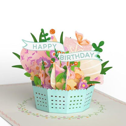 Lovepop Delicate Floral Happy Birthday Pop-Up Card with Envelope | Paperpop Card; 3D Garden Basket Greeting Card for Women, Men, Mom, Dad, Wife, Husband - color: Delicate Floral Happy Birthday Basket