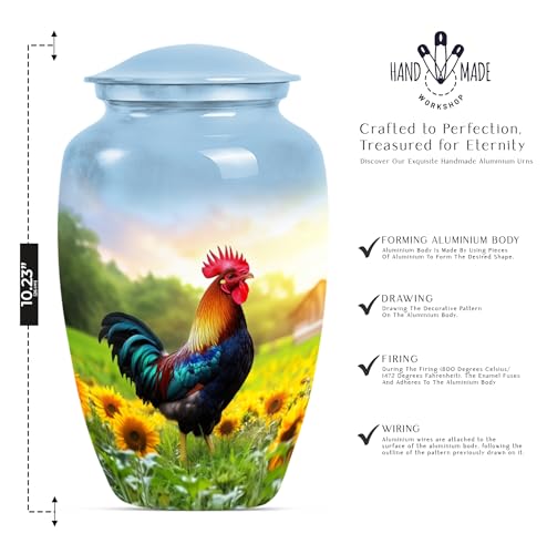 Rooster Urn for Ashes Adult Male - Urns for Women Human Ashes (10inch 1Pc) - size: Large