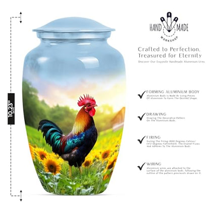 Rooster Urn for Ashes for Women - Small Urns for Ashes Dad, 10" 1Pc, 3" 4Pc - size: 10 Inch & Keepsake 4Pc