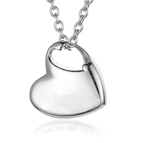 Cremation Urn Necklace for Ashes Urn Jewelry,Forever in My Heart Carved Stainless Steel Keepsake Waterproof Memorial Pendant for mom & dad with Filling Kit… - color: Blank Pendant