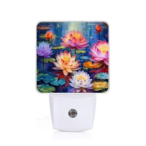 Magic Lotus Flower Night Light,Plug-in Night Lights with Dusk-to-Dawn Sensor for Bedroom,Bathroom and Living Room Sleep Friendly lamp 0.5w - color: Magic Lotus Flower