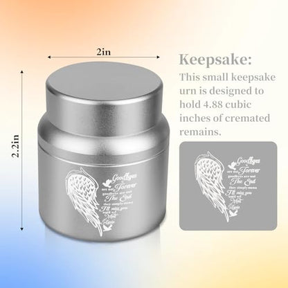 Small Urns for Human Ashes Cremational Keepsake, 2.2 Inches High Silver | Solid aluminum, Mini Pocket Size, Comes with velvet bag - color: 1 Pack Silver