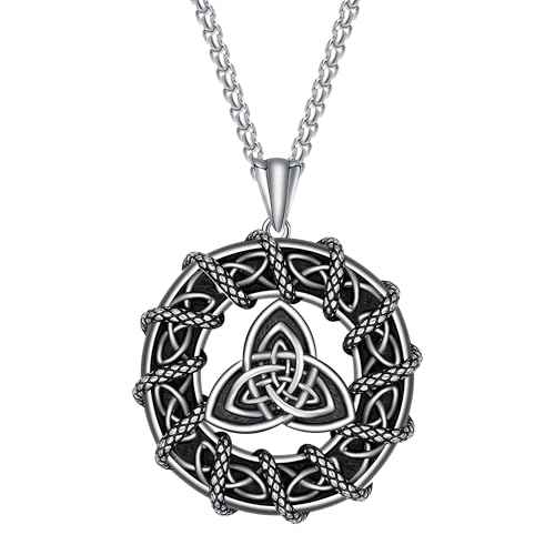 925 Sterling Silver Patron Saint Necklace Amulet Miraculous Medal Pendant Jewelry for Men Women with Friendship Talisman Travel Inspirational Gifts - color: black-A
