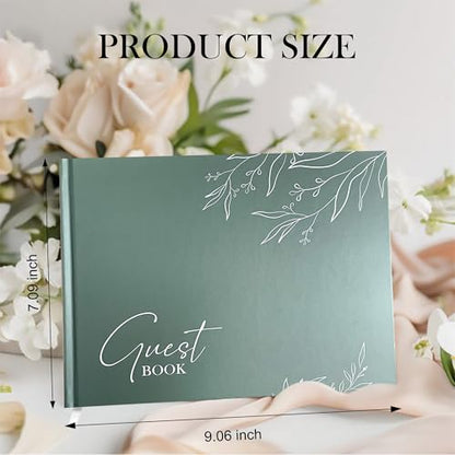 Mr&MrsGifts Elegant Wedding Guest Book Hard Cover Guest Sign in Book,Green | Guest Book Wedding Reception,Bridal Shower Gifts,Wedding Gifts - color: Sage Green