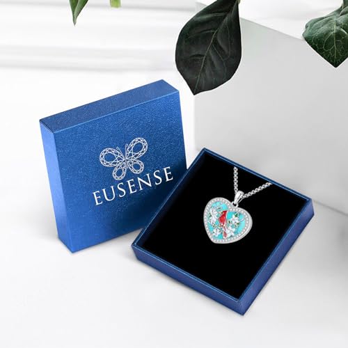 Picture Locket Necklace for Women Men Rose 14K Real Gold 925 Sterling Silver Jewelry Heart Locket Necklace that Holds Pictures Tree of Life Viking Wolf Celtic Knot St Christopher St Michael Pendant - color: H-Heart Locket-cardinal-4