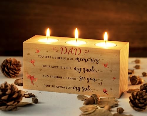Memorial Cardinals Gift - Bereavement Gift Ideas for Loss of Mother or Father - 3 Votive Tea Light Candle Holder (DAD) - size: DAD
