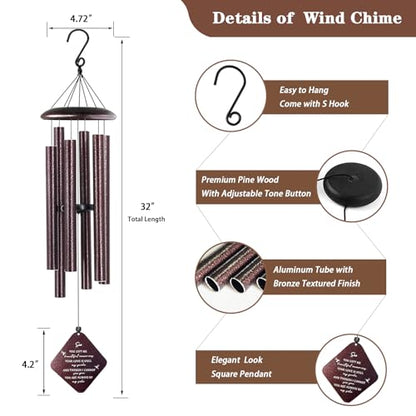 Memorial Wind Chimes for Loss of Son, 32" Sympathy Wind Chimes in Memory of Son - size: Son
