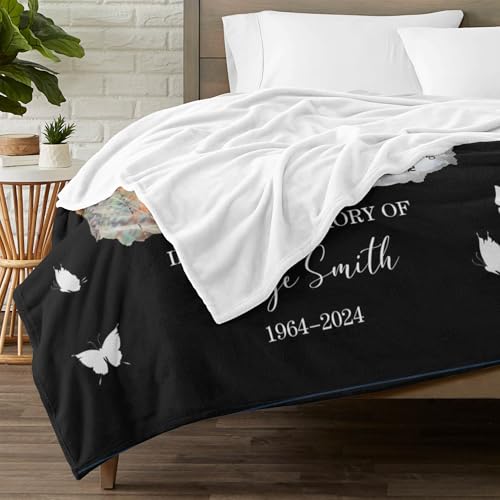Custom Memorial Blanket with Picture Personalized Sympathy Remembrance Condolences Bereavement Gifts Sympathy Gifts for Loss of Loved One Mother Dad Grandma Grandpa Sister Daughter Friend - color: Design18