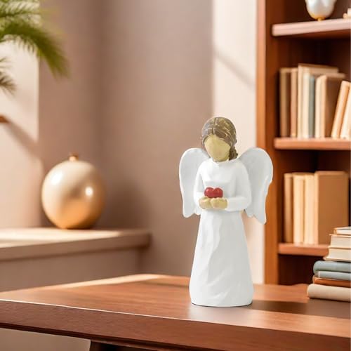 Guardian Angel Figurines for Women, Healing Angel Statue Home Decor | Thanksgiving Christmas Birthday Gifts Resin Angel Ornaments, Hand-Painted Sympathy Gifts for Loss of Loved One - style: Angel - Holding Heart