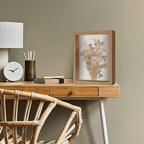 Americanflat 11x14 Shadow Box Frame with Shatter-Resistant Glass - Silhouette Collection - Large Shadow Box Display Case for Tabletop and Wall Display - Dark Oak with Soft Felt Back | Shatter-resistant glass, 1.5 inch interior depth, hangs vertical or hor