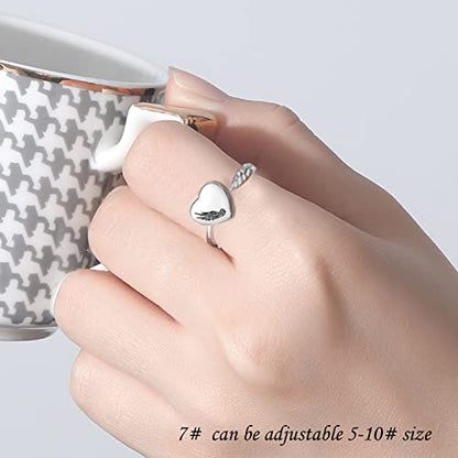 Sterling Silver Urn Rings for Ashes for Women: Angel Wing Opal Cremation Jewelry Rings for Ashes of Loved Ones - Cat Dog Memorial Keepsake Open Adjustable Ring Jewelry for Women - style: Angel Wings Urn Rings