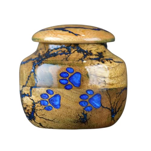 Wooden Cremation Urn for Pet Ashes – Resin Keepsake Urn for Dogs – Decorative Burial and Memorial Box (Medium - 80 lbs) - size: Medium - 100 lbs
