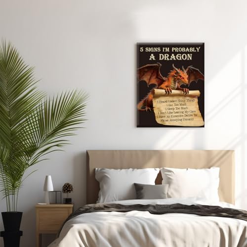 Funny Dragon Wall Art 5 Signs I'm Probably a Dragon Poster Wall Decor - color: Dragon