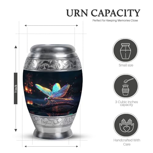 Dragonfly Urn for Ashes, Urn Set, 10 Inch + 4 Black Keepsakes - color: Dragonfly-2, size: 10 Inch Large & 4 Keepsake