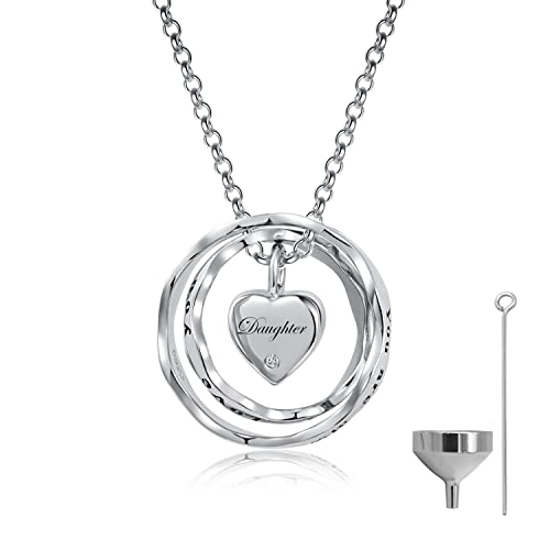 Sterling Silver Cremation Jewelry for Ashes Pendant Eternity Urn Necklace Keepsake Memorial Gifts You Are Always In My Heart I Love You Forever - color: White, style: Daughter
