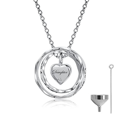 Sterling Silver Cremation Jewelry for Ashes Pendant Eternity Urn Necklace Keepsake Memorial Gifts You Are Always In My Heart I Love You Forever - color: White, style: Daughter