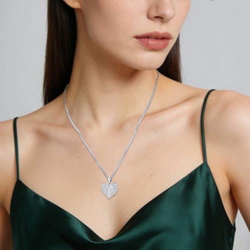 Angel Wings Necklace 925 Sterling Silver Guardian Angel Nurse RN Caduceus Pendant Charm Crystal Angel Jewelry Gifts for Women - style: F-Angel Wings Locket (Silver)