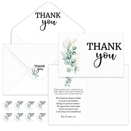 Fumete 50 Set Funeral Thank You Cards, Leaves - style: Leaves