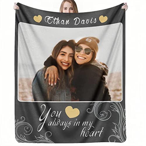Personalized Memorial Blanket with Photo for loss of Loved One, in Loving Memory of Sympathy Blanket, Custom Bereavement Remembrance Grieving Gifts for Loss of Dad Mom Husband Wife Friend Daughter Dog - color: Gray
