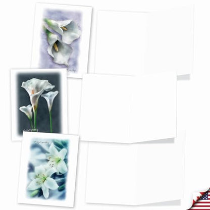 The Best Card Company - 10 Blank Sympathy Note Cards (4 x 5.12 Inch) - Assorted Flowers, Funeral, Sorry Condolence - Blooming Memories M6598SRB - style: Blooming Memories - Blank