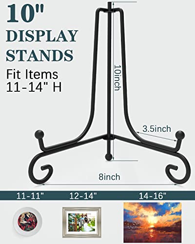 Lzerking Iron Display Stand 10 Packs, 10 Inches Plate Stand for Display | Black Foldable Easel Stand Holder for Photo Frame, Artwork, Collection, Decorative Plate, Book, Office