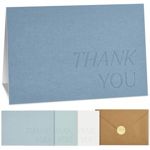 ZICOTO Beautiful Thank You Cards Set of 30 With Envelopes and Stickers | Elegant Blank Cards for Personalized Notes - Bulk Stationary Set for All Occasions Incl. Weddings, Business & Baby Showers - color: Blue
