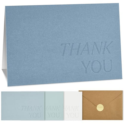 ZICOTO Beautiful Thank You Cards Set of 30 With Envelopes and Stickers | Elegant Blank Cards for Personalized Notes - Bulk Stationary Set for All Occasions Incl. Weddings, Business & Baby Showers - color: Blue