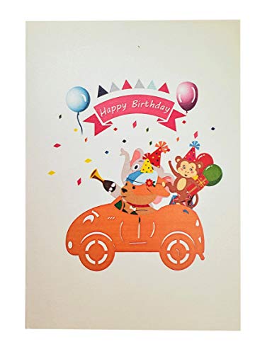 iGifts And Cards Animal Party Squad 3D Pop-Up Card – Birthday Wishes 5"x7" | Whimsical Safari Theme, Funny Celebration Surprise, Milestone Greeting, Daughter, Son, Nephew, Niece, Wildlife Paper Keepsake - color: Animals Birthday