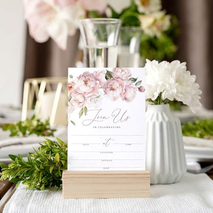 Whaline 25 Packs Floral Invitations with Envelopes and Stickers Pink Flower Invitation Cards Watercolor Rose Blank Party Invites for Wedding Birthday Bridal Shower, 5 x 7 Inch - style: Florals