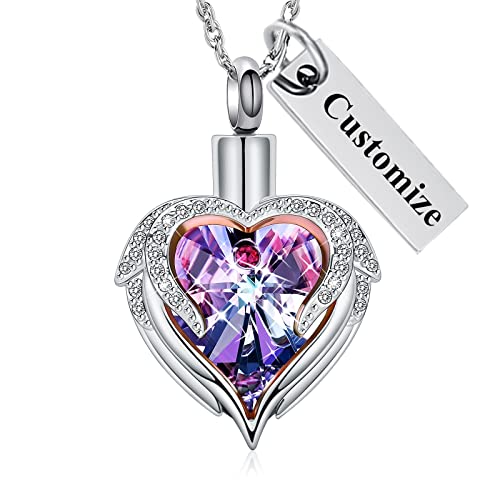 shajwo Angel Wing Heart Urn Necklace for Ashes - color: Customize