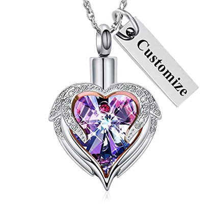 shajwo Angel Wing Heart Urn Necklace for Ashes - color: Customize